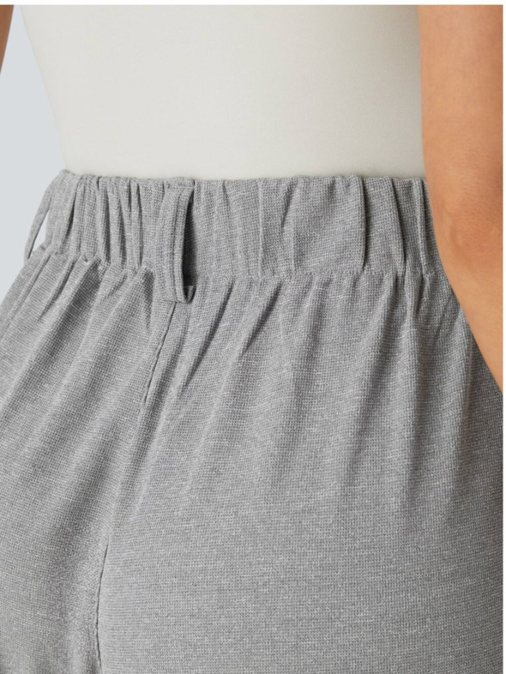 Halara Flex High Waisted Pocket Wide Leg Waffle Work Pants Light Grey M Reg - Picture 5 of 13